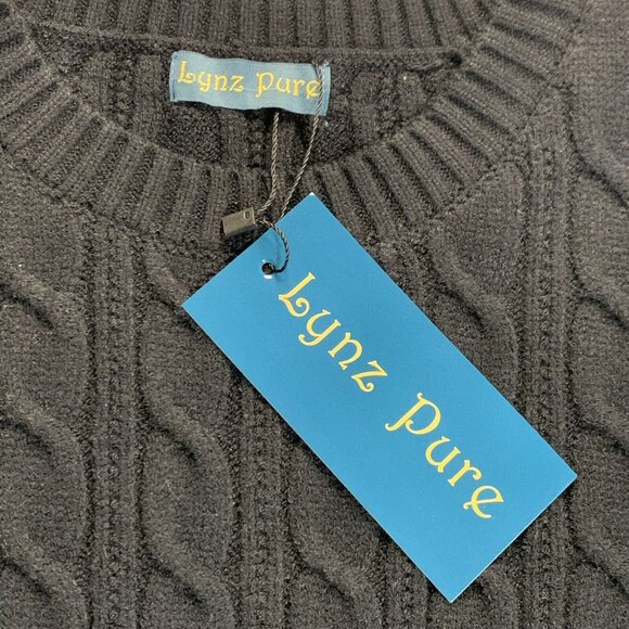 Lynz Pure Women's Cable Knit Modal Blend Long Sleeve Heavy Sweater Size M Black - Picture 9 of 9